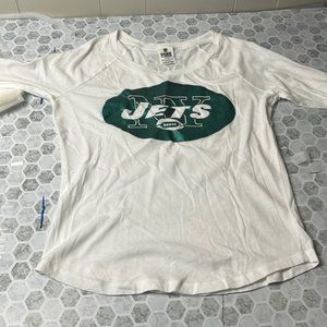 Pink Victorias Secret Small NY Jets White 3/4 Sleeve T Shirt